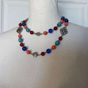 RJ Graziano Long Looped Colorful Glass Bead Necklace